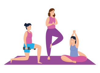 Obraz na płótnie Canvas women practicing exercise isolated icon vector illustration design