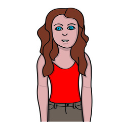 Girl Brunette. Smiling Girl. Vector Illustration