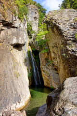 Ucelluline waterfall in Corsica mountain                             