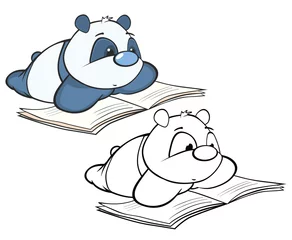 Keuken spatwand met foto Vectorillustratie van een schattige Cartoon karakter Panda voor je ontwerp en computerspel. Kleurboek overzichtsset © liusa