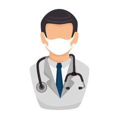 doctor male with face mask avatar isolated icon vector illustration design