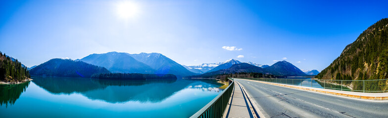reservoir Sylvensteinspeicher lake in Bavaria
