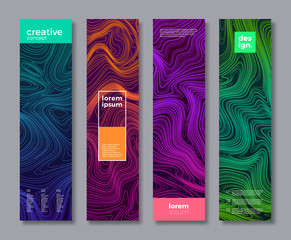 Set of banner design with abstract liquid lines. Vector illustration. Universal abstract design for covers, poster, flyers, banners.