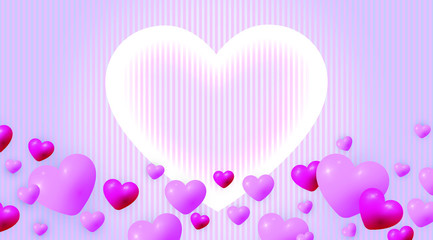 Happy Valentine's day background with heart and present composition for a trendy banner, poster or greeting card