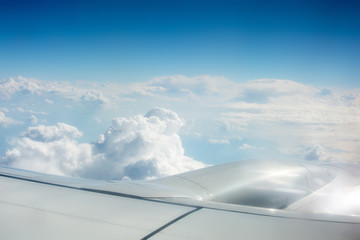 Fototapeta na wymiar Beautiful view from the window of an airplane,