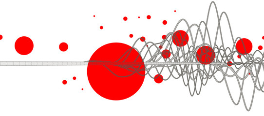 Vector abstract background with a wireframe dynamic waves, line and particles.