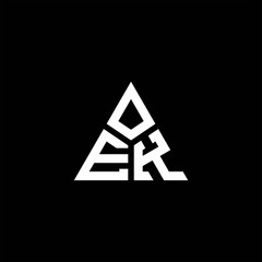 EK monogram logo with 3 pieces shape isolated on triangle