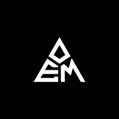 EM monogram logo with 3 pieces shape isolated on triangle