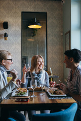 women having lunch at restaurant