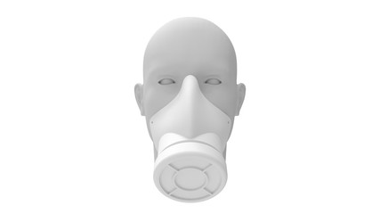 3D rendering of a human with a face mask protective virus isolated