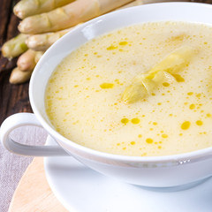 Delicious spring white asparagus soup