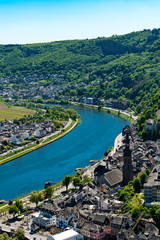 Cityscape of Cochem, historic German city along the river Moselle