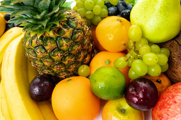 composition with a lot of differrent fruits. exotic fruits