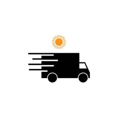 Fast shipping delivery truck vector graphic design template