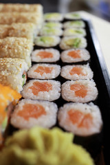 Takeaway box with sushi