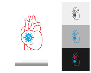 Virus Heart logo vector template, Creative Human Heart logo design concepts