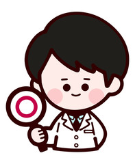 Doctor wearing laboratory coat / man / quiz correct