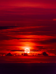 Beautiful sky. red sunlight lighting the clouds softly