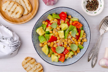 Slices of stewed vegetables with chickpeas