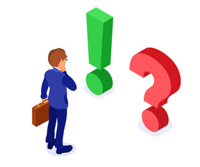 businessman faced with choice yes or no