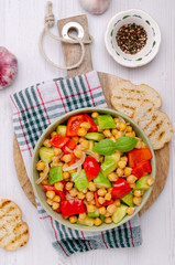 Slices of stewed vegetables with chickpeas