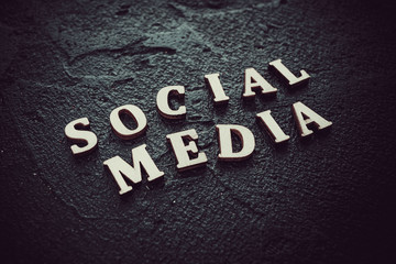 Social Media Text Message On Black Background