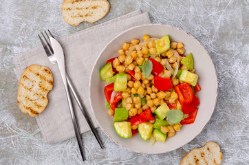 Slices of stewed vegetables with chickpeas