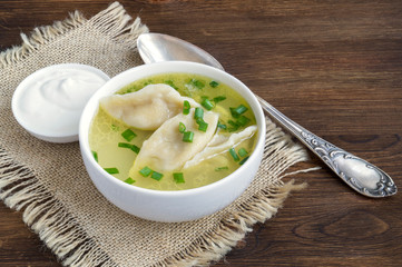 soup with homemade meat dumplings.
