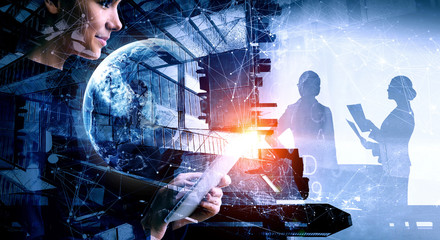 Global technologies concept . Mixed media