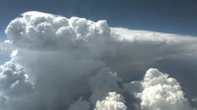 Cloud bank, Cumulus congestus viewed from an airplane over south America