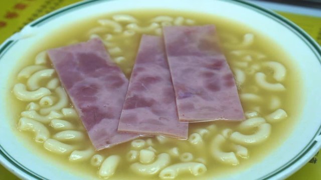 Hong Kong Style Macaroni Breakfast Soup With Ham Common Food