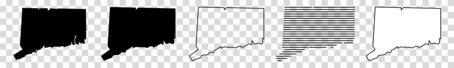 Connecticut Map Black | State Border | United States | US America | Transparent Isolated | Variations