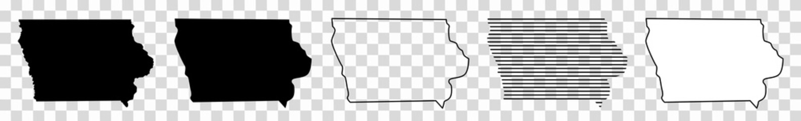 Iowa Map Black | State Border | United States | US America | Transparent Isolated | Variations - obrazy, fototapety, plakaty