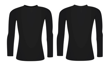 Black base layer long sleeve t shirt. vector