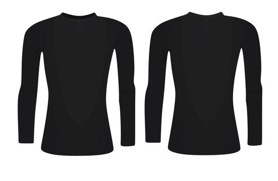 Black Base Layer Long Sleeve T Shirt. Vector