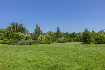 Paris public park Vallee-aux-Loups. Located in the heart of Val d'Aulnay in Chatenay-Malabry, the Vallee-aux-Loups Park is a set of parks and gardens of 56 hectares. Paris, France.