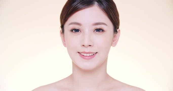 closeup asian young beauty  with clean fresh skin