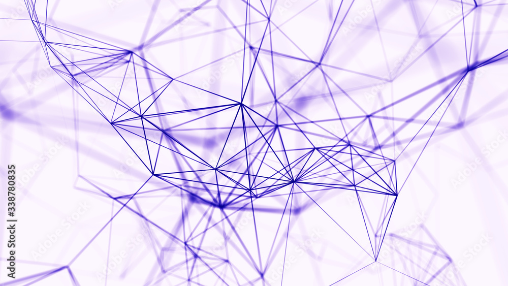 Poster digital plexus of glowing lines and dots. abstract background. 3d rendering. network or connection. 