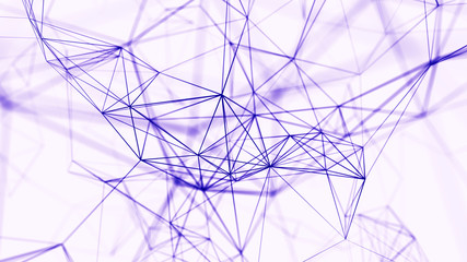 Digital plexus of glowing lines and dots. Abstract background. 3D rendering. Network or connection. 3d rendering.