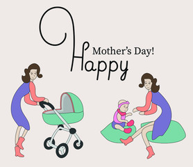 Happy Mother's Day greeting card vector illustration