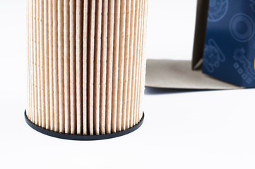 New oil filter isolated on white background.Copy space