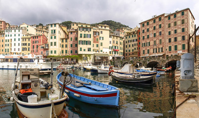Camogli, typical seaside village,