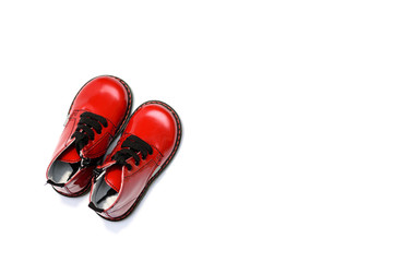 Red boots isolated on the white background.