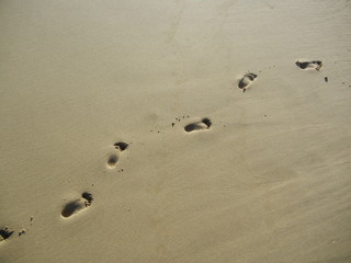 Fototapeta na wymiar Footprints in sand