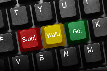 Three keys conceptual keyboard - Stop, Wait and Go keys