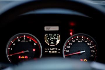 Car dashboard modern automobile control illuminated panel speed display