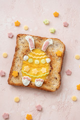 Easter egg in the hole toast with bunny ears