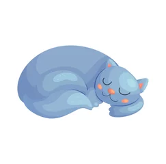 Tuinposter Cute cartoon cat sleeping © levinanas