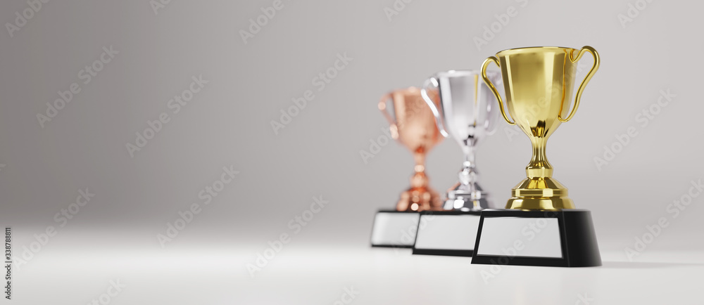 Canvas Prints trophy award on white background. copy space for text. 3d rendering.