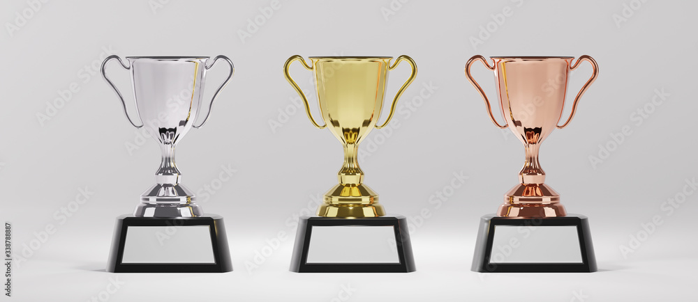 Canvas Prints trophy award on white background. copy space for text. 3d rendering.